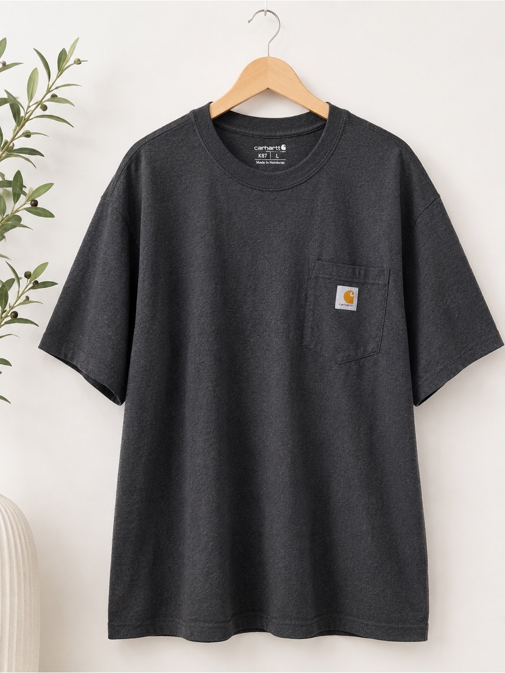 Carhartt K87 Pocket Tee Men’s Large Charcoal Gray Loose Fit Workwear Shirt